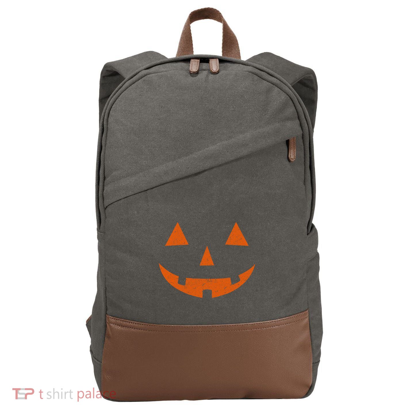 Vintage Jack O Lantern Jackolantern Pumpkin Face Gift Cotton Canvas Backpack