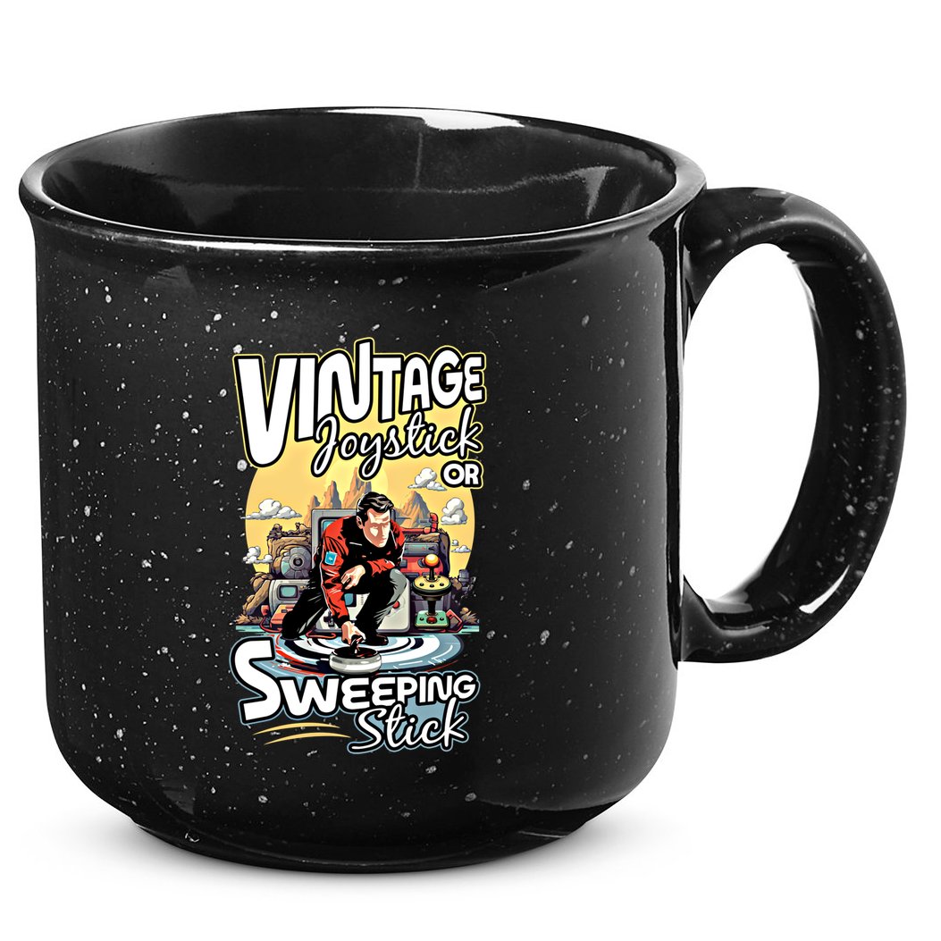 Vintage Joystick Or Sweeping Stick Gamer Funny Curling Gift 15oz Campfire Ceramic Mug