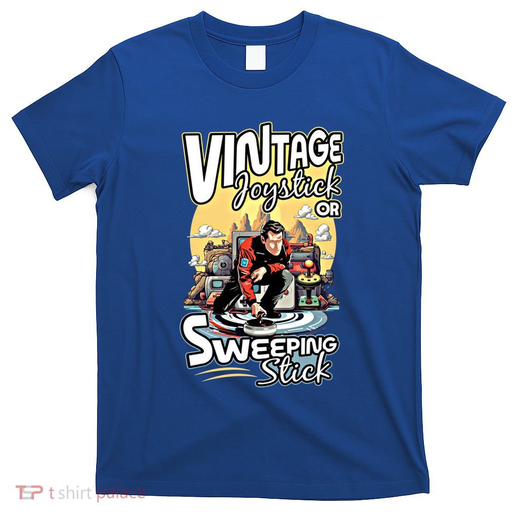 Vintage Joystick Or Sweeping Stick Gamer Funny Curling Gift T-Shirt