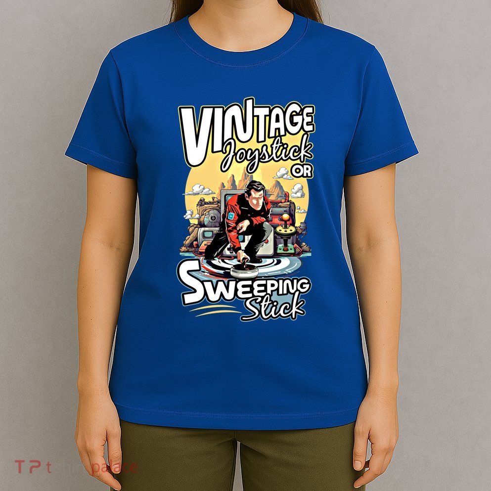 Vintage Joystick Or Sweeping Stick Gamer Funny Curling Gift T-Shirt