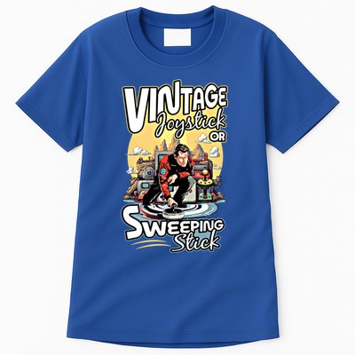 Vintage Joystick Or Sweeping Stick Gamer Funny Curling Gift Tall T-Shirt