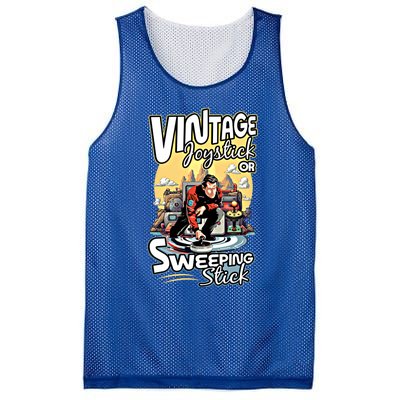 Vintage Joystick Or Sweeping Stick Gamer Funny Curling Gift Mesh Reversible Basketball Jersey Tank