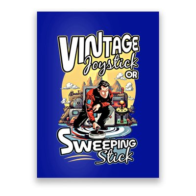 Vintage Joystick Or Sweeping Stick Gamer Funny Curling Gift Poster