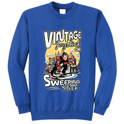 Vintage Joystick Or Sweeping Stick Gamer Funny Curling Gift Tall Sweatshirt