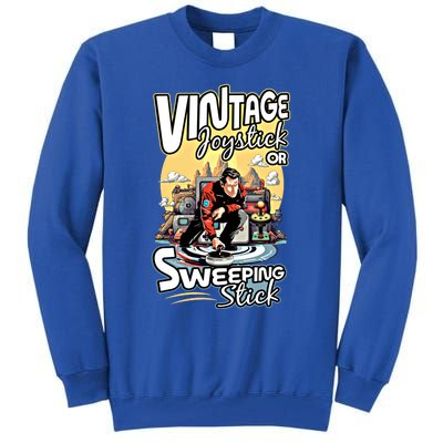 Vintage Joystick Or Sweeping Stick Gamer Funny Curling Gift Tall Sweatshirt