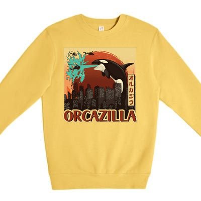 Vintage Japanese Orcazilla Poster Premium Crewneck Sweatshirt