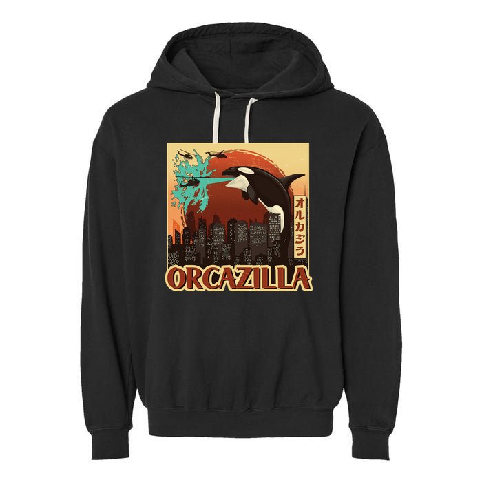 Vintage Japanese Orcazilla Poster Garment-Dyed Fleece Hoodie