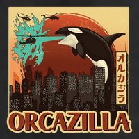 Vintage Japanese Orcazilla Poster Garment-Dyed Fleece Hoodie