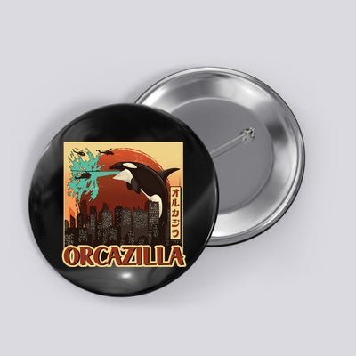 Vintage Japanese Orcazilla Poster Button
