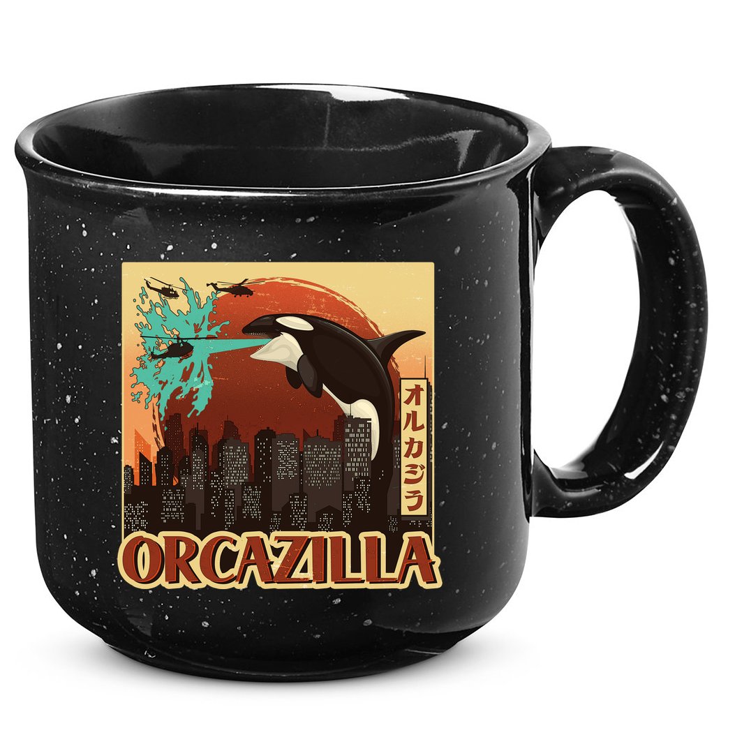 Vintage Japanese Orcazilla Poster 15oz Campfire Ceramic Mug
