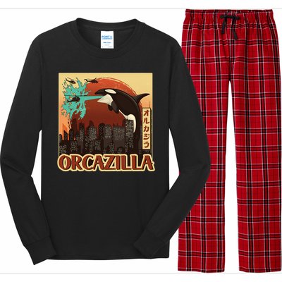 Vintage Japanese Orcazilla Poster Long Sleeve Pajama Set