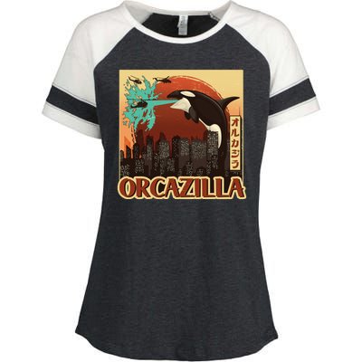 Vintage Japanese Orcazilla Poster Enza Ladies Jersey Colorblock Tee