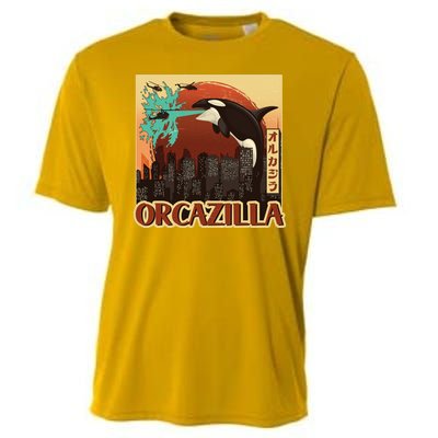 Vintage Japanese Orcazilla Poster Cooling Performance Crew T-Shirt