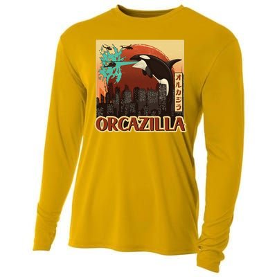 Vintage Japanese Orcazilla Poster Cooling Performance Long Sleeve Crew