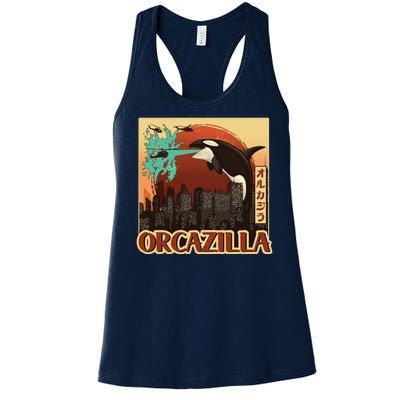 Vintage Japanese Orcazilla Poster Women's Racerback Tank