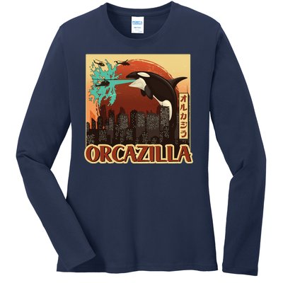 Vintage Japanese Orcazilla Poster Ladies Long Sleeve Shirt