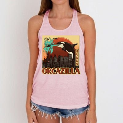 Vintage Japanese Orcazilla Poster Women's Knotted Racerback Tank