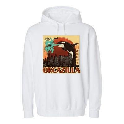 Vintage Japanese Orcazilla Poster Garment-Dyed Fleece Hoodie