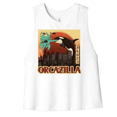 Vintage Japanese Orcazilla Poster Women's Racerback Cropped Tank