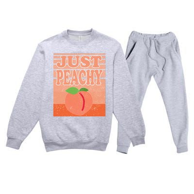 Vintage Just Peachy Southern Retro Summer Georgia Premium Crewneck Sweatsuit Set