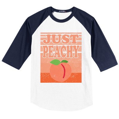 Vintage Just Peachy Southern Retro Summer Georgia Baseball Sleeve Shirt