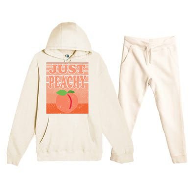 Vintage Just Peachy Southern Retro Summer Georgia Premium Hooded Sweatsuit Set