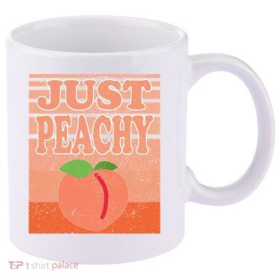 Vintage Just Peachy Southern Retro Summer Georgia 11oz C Handle Ceramic Mug