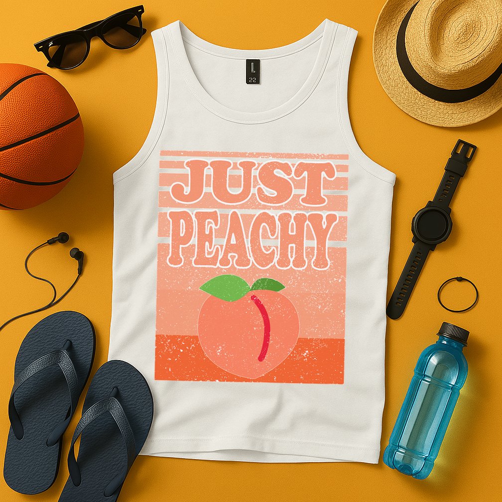 Vintage Just Peachy Southern Retro Summer Georgia Tank Top