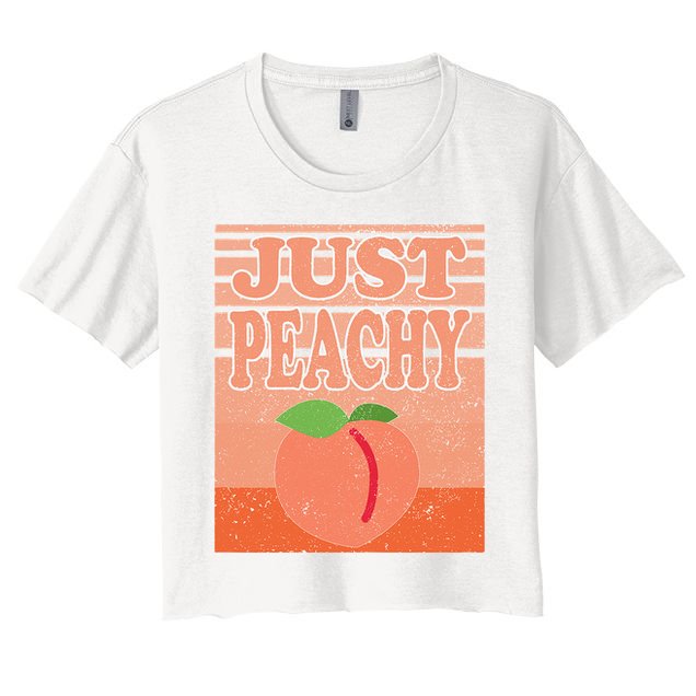 Vintage Just Peachy Southern Retro Summer Georgia Crop Top