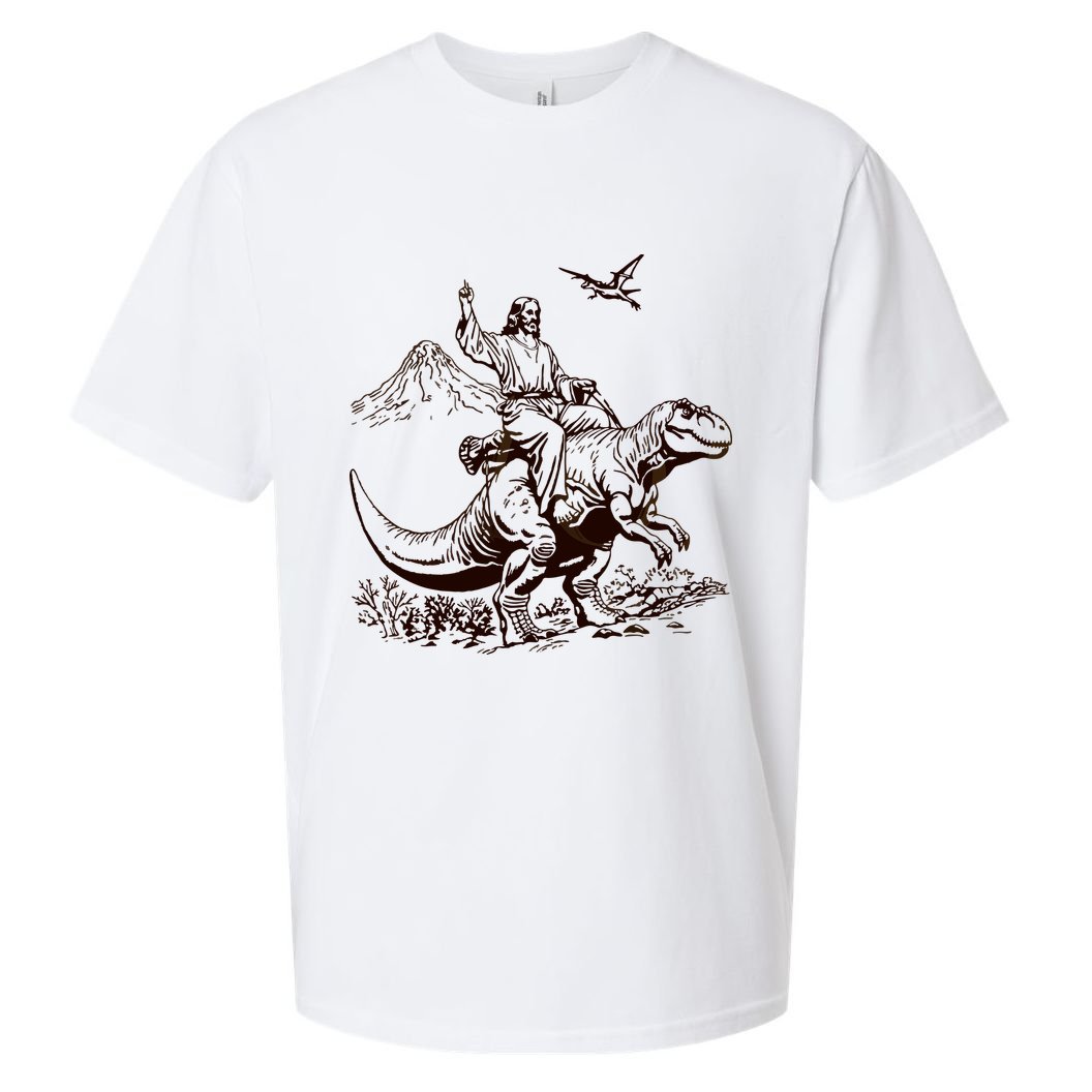 Vintage Jesus Riding Dinosaur 90s Sueded Cloud Jersey T-Shirt