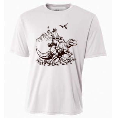 Vintage Jesus Riding Dinosaur 90s Cooling Performance Crew T-Shirt