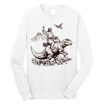 Vintage Jesus Riding Dinosaur 90s Long Sleeve Shirt