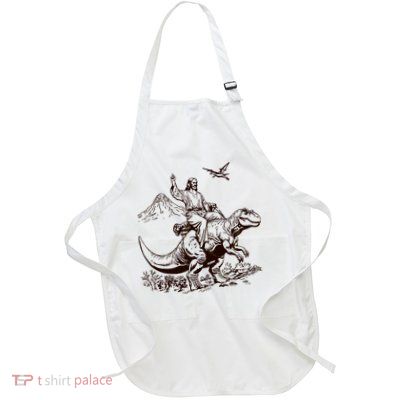 Vintage Jesus Riding Dinosaur 90s Apron