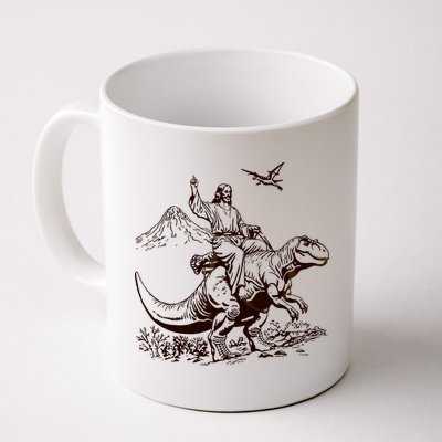 Vintage Jesus Riding Dinosaur 90s Mug