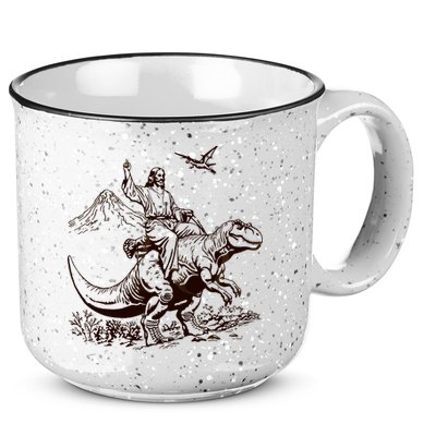 Vintage Jesus Riding Dinosaur 90s 15oz Campfire Ceramic Mug