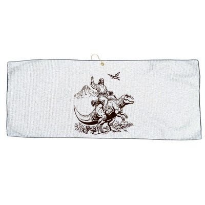 Vintage Jesus Riding Dinosaur 90s Large Microfiber Waffle Golf Towel