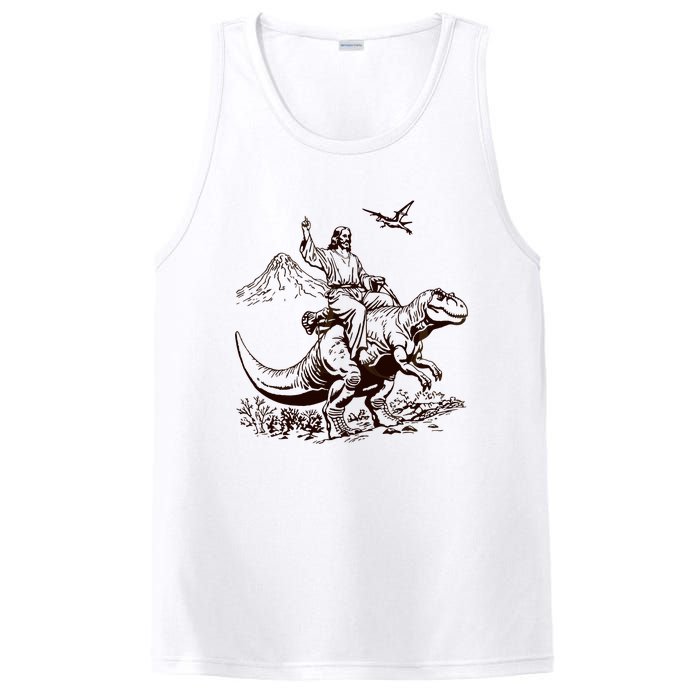 Vintage Jesus Riding Dinosaur 90s PosiCharge Competitor Tank