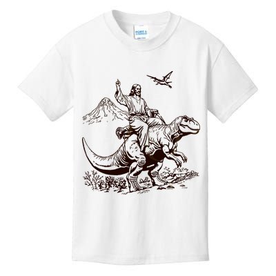 Vintage Jesus Riding Dinosaur 90s Kids T-Shirt