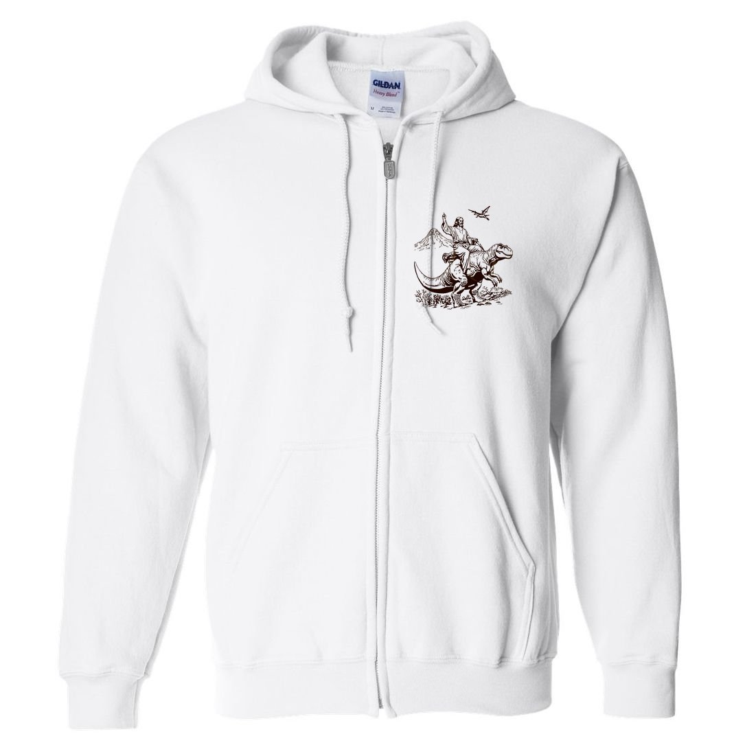 Vintage Jesus Riding Dinosaur 90s Full Zip Hoodie