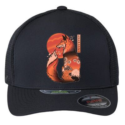 Vintage Japanese Red Fox Kitsune Tattoo Flexfit Unipanel Trucker Cap