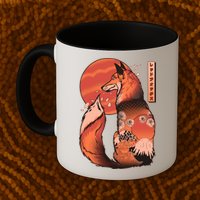 Vintage Japanese Red Fox Kitsune Tattoo Mug