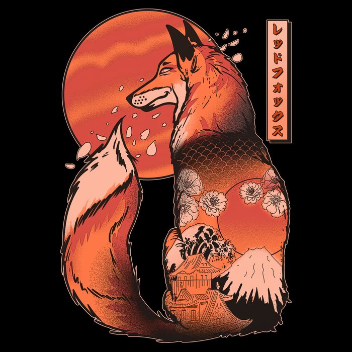 Vintage Japanese Red Fox Kitsune Tattoo Mug