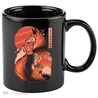 Vintage Japanese Red Fox Kitsune Tattoo 11oz C Handle Ceramic Mug