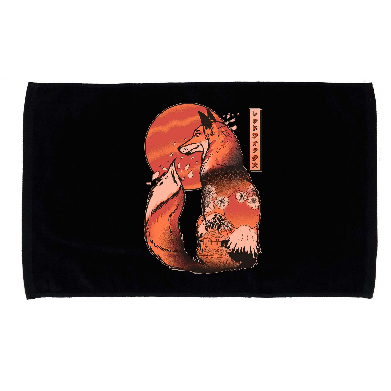 Vintage Japanese Red Fox Kitsune Tattoo Microfiber Hand Towel