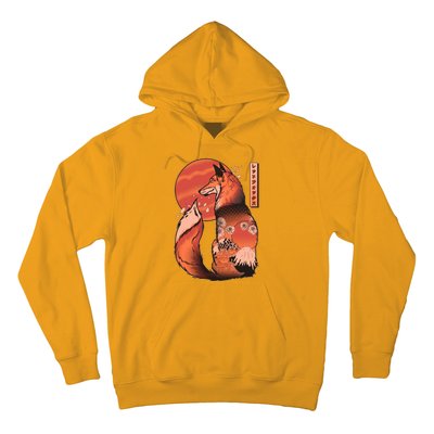 Vintage Japanese Red Fox Kitsune Tattoo Hoodie