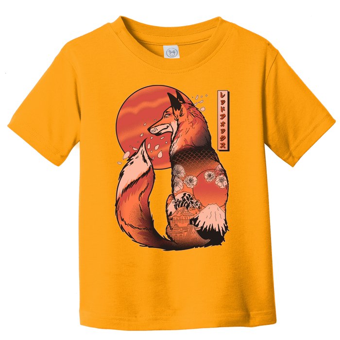 Vintage Japanese Red Fox Kitsune Tattoo Toddler T-Shirt
