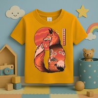 Vintage Japanese Red Fox Kitsune Tattoo Toddler T-Shirt