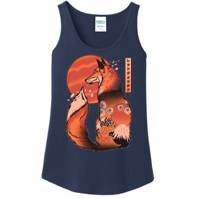 Vintage Japanese Red Fox Kitsune Tattoo Ladies Essential Tank