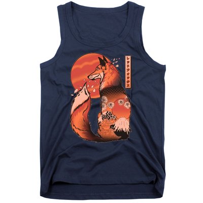 Vintage Japanese Red Fox Kitsune Tattoo Tank Top