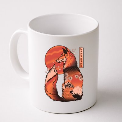 Vintage Japanese Red Fox Kitsune Tattoo Coffee Mug